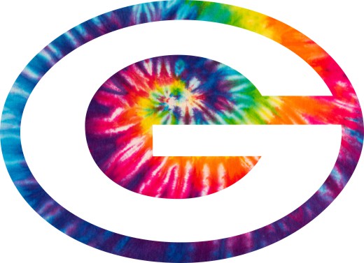 Green Bay Packers rainbow spiral tie-dye logo vinyl decal